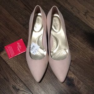 Light pink suede heels